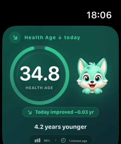 Illustrative Health iAge Apple Watch estimate screen
